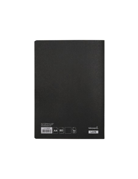 Libreta liderpapel tapa negra a4 80 hojas 60g/m2 liso con doble margen