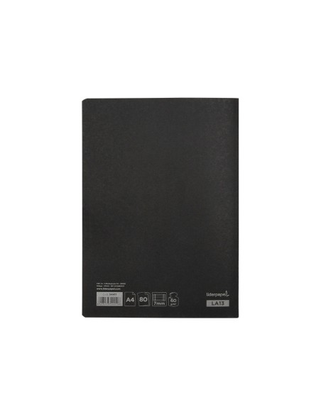 Libreta liderpapel tapa negra a4 80 hojas 60g/m2 horizontal con doble margen