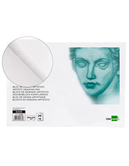 Bloc dibujo liderpapel artistico encolado 594x420mm 24+6 hojas 120g/m2 sin recuadro