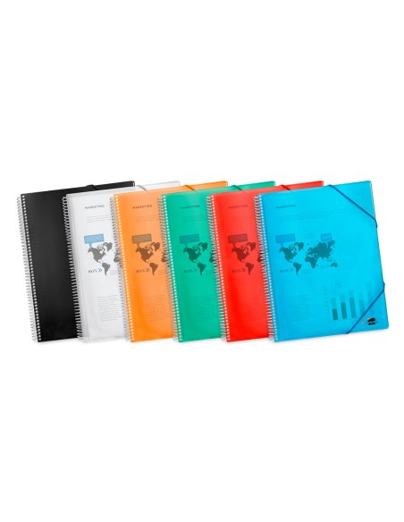 Carpeta liderpapel escaparate con espiral 20 fundas polipropileno din a4 rojo