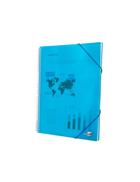 Carpeta liderpapel escaparate con espiral 20 fundas polipropileno din a4 azul