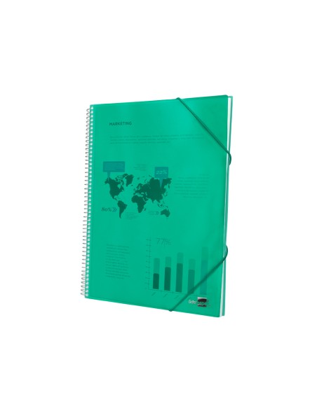 Carpeta liderpapel escaparate con espiral 10 fundas polipropileno din a4 verde