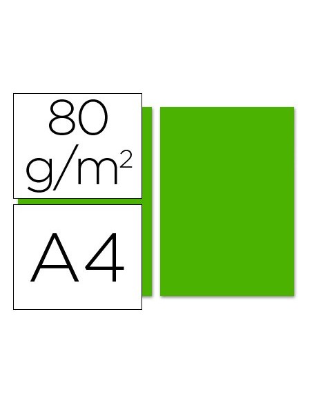 Papel color liderpapel a4 80gr verde intenso...