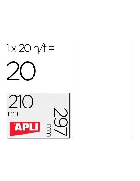 Etiqueta adhesiva apli translucidas 1225 tamaño 210x297 mm - fotocopiadora -laser caja con 20 etiquetas
