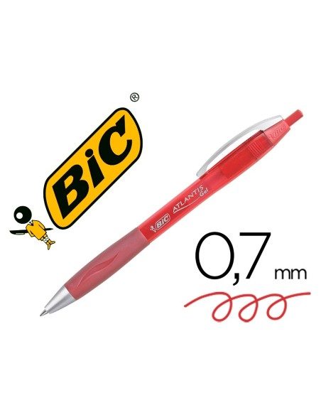 Boligrafo bic atlantis rojo retractil tinta gel...