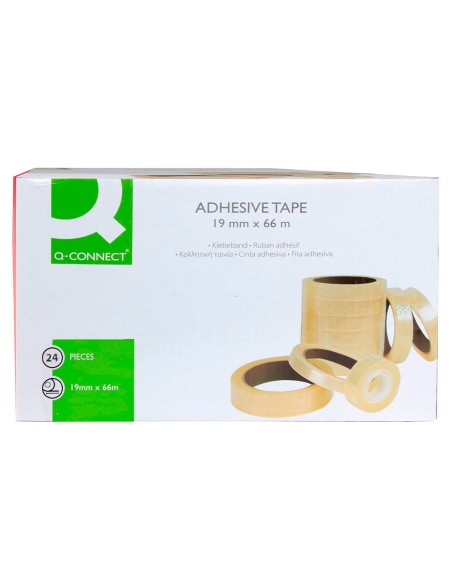 Cinta adhesiva q-connect transparente 66 mt x...