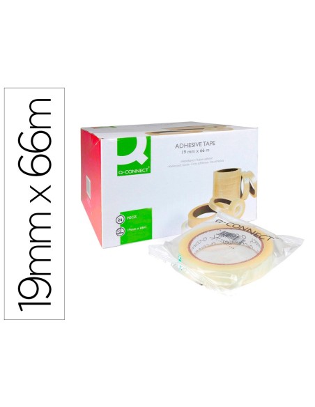 Cinta adhesiva q-connect transparente 66 mt x...