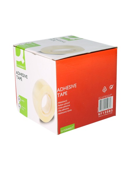 Cinta adhesiva q-connect transparente 33 mt x 19 mm encelofanada