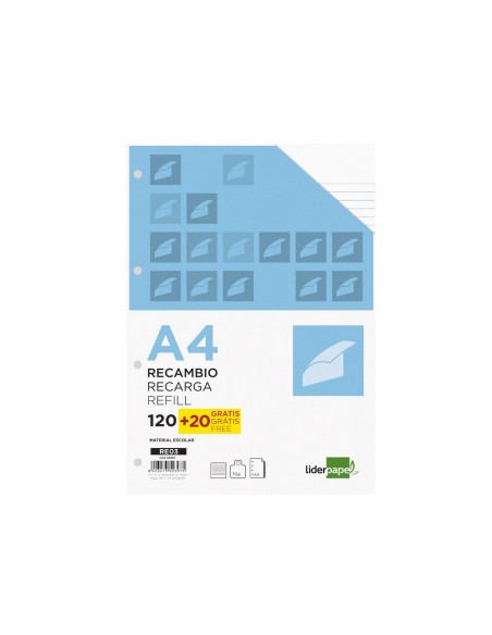 Recambio liderpapel a4 120 hojas 70g/m2...