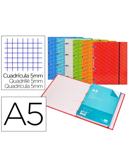 Carpeta con recambio liderpapel a5 cuadro 5mm...