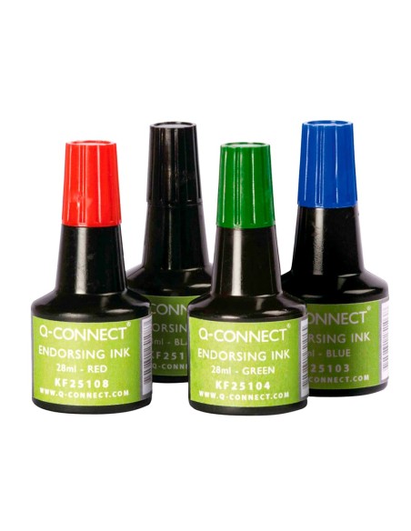 Tinta tampon q-connect negro bote 28 ml