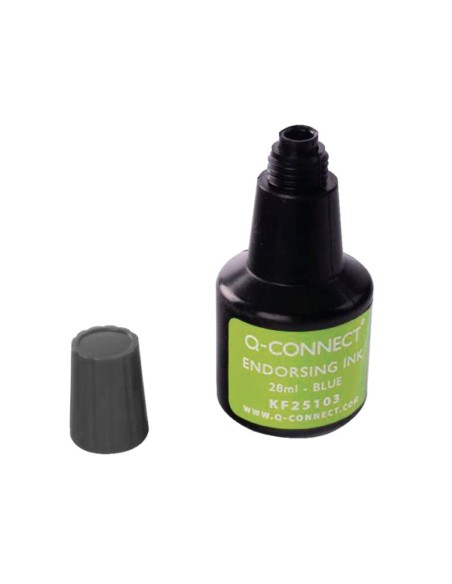 Tinta tampon q-connect negro bote 28 ml