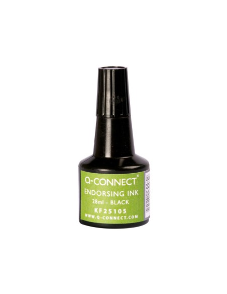 Tinta tampon q-connect negro bote 28 ml