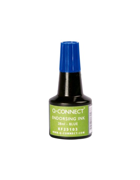 Tinta tampon q-connect azul bote 28 ml