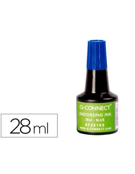 Tinta tampon q-connect azul bote 28 ml