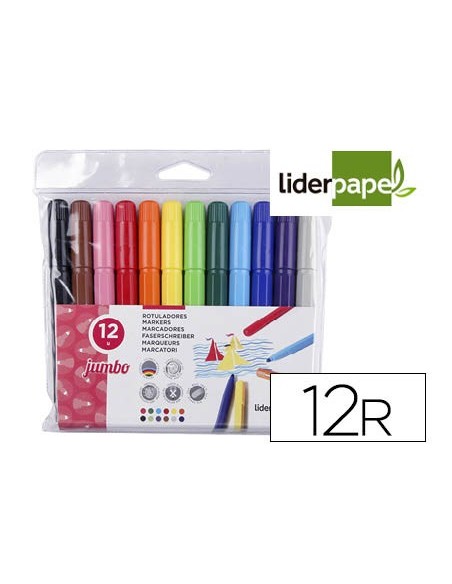 Rotulador liderpapel jumbo bolsa 12 unidades...
