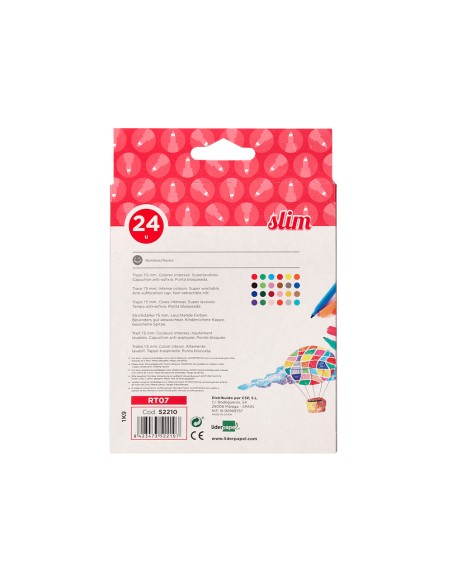 Rotulador liderpapel slim caja de 24 unidades colores surtidos