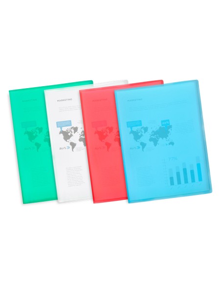 Carpeta liderpapel escaparate 47492 30 fundas polipropileno din a4 azul translucido