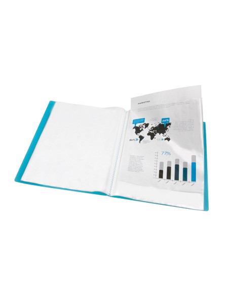 Carpeta liderpapel escaparate 47492 30 fundas polipropileno din a4 azul translucido