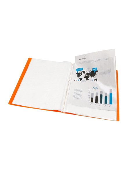 Carpeta liderpapel escaparate 47071 60 fundas polipropileno traslucida din a4 naranja frosty