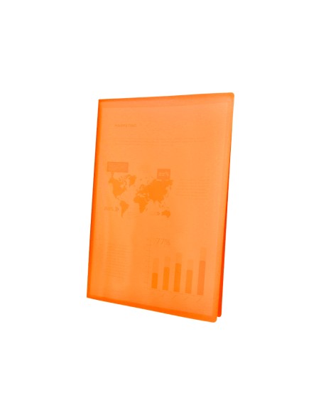 Carpeta liderpapel escaparate 47071 60 fundas polipropileno traslucida din a4 naranja frosty