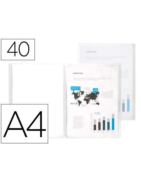 Carpeta liderpapel escaparate 47054 40 fundas polipropileno din a4 transparente translucido