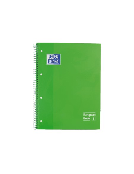 Bloc espiral oxford tapa extradura microperforado din a4 80 hojas cuadros 5mm color verde