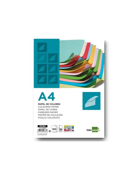 Papel color liderpapel a4 80gr 25 colores...