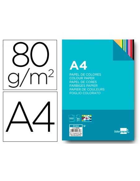 Papel color liderpapel a4 80gr 25 colores...