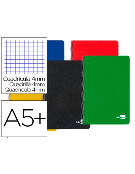 Cuaderno espiral liderpapel cuarto tapa dura...
