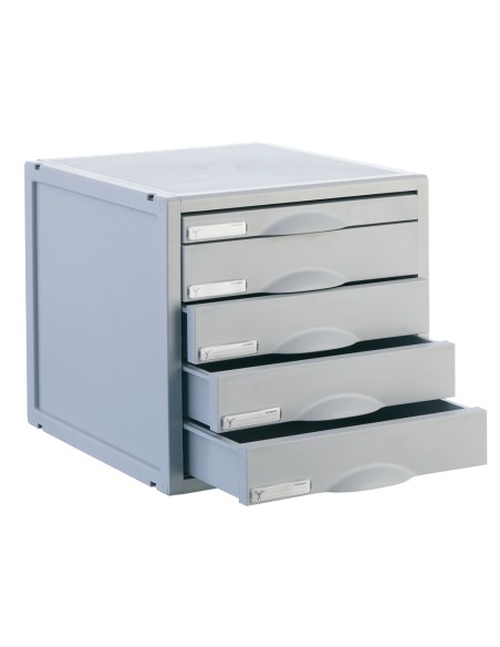 Fichero cajones de sobremesa archisystem 356x316x303 mm 5 cajones color gris 4 de 52mm y 1 de 22mm
