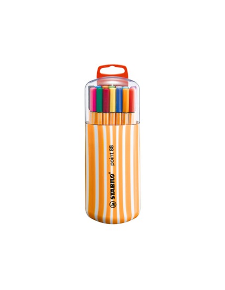 Rotulador stabilo punta de fibra point 88 zebrui estuche de 20 unidades colores surtidos