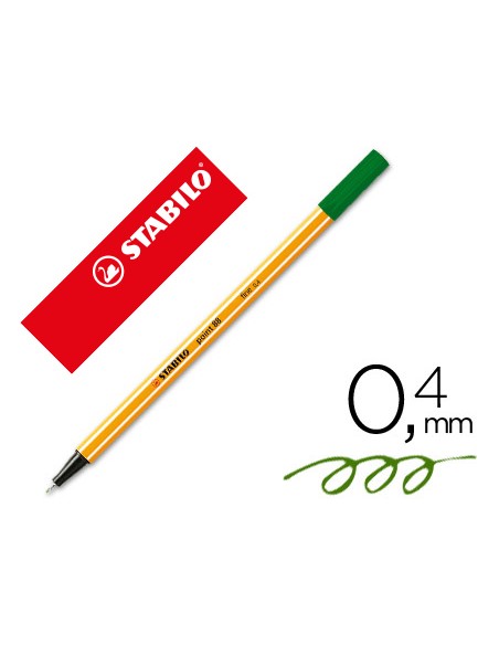 Rotulador stabilo punta de fib ra point 88 verde oliva punta fina 0,4mm