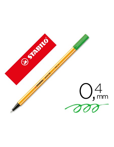 Rotulador stabilo punta de fib ra point 88 verde pino punta fina 0,4mm
