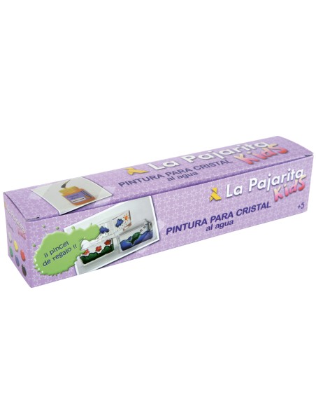 Pintura laca cristal la pajarita kids 35 ml caja de 6 unidades colores surtidos + pincel