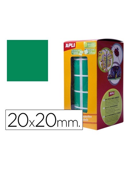Gomets autoadhesivos cuadrados 20x20 mm verde...