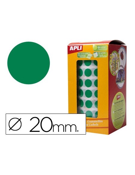 Gomets autoadhesivos circulares 20mm verde...
