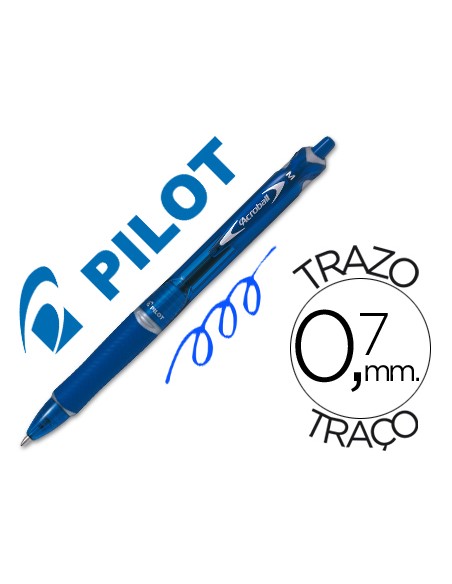 Boligrafo pilot acroball azul tinta aceite punta de bola de 1,0mm retractil