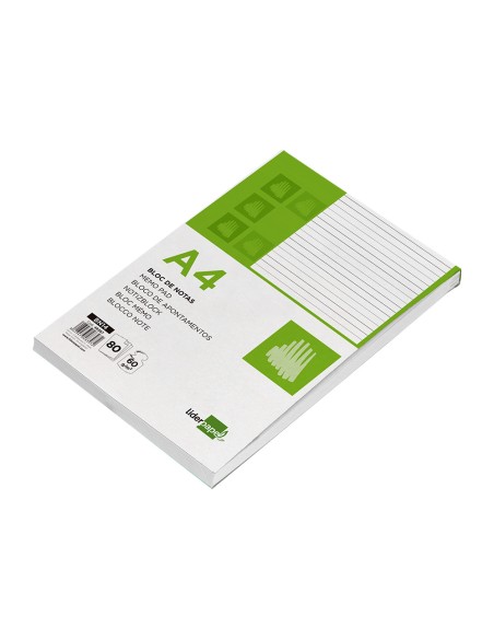 Bloc notas liderpapel horizontal a4 80 hojas 60g/m2