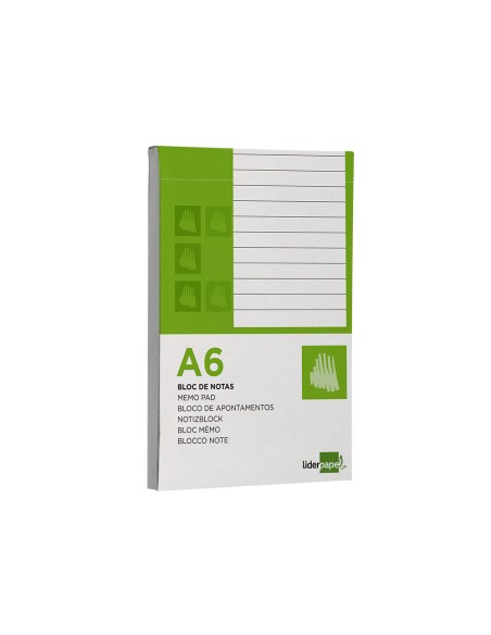 Bloc notas liderpapel horizontal a6 80 hojas 60g/m2 perforado
