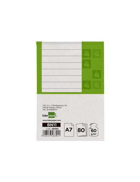 Bloc notas liderpapel horizontal a7 80 hojas...