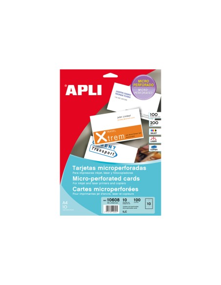 Tarjeta de visita apli microperforada 200 gr acabado mate 90x50,8 mm impresora ink-jet y laser