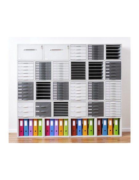 Fichero cajones de sobremesa 8211c 356x316x362 mm 11 cajones color gris