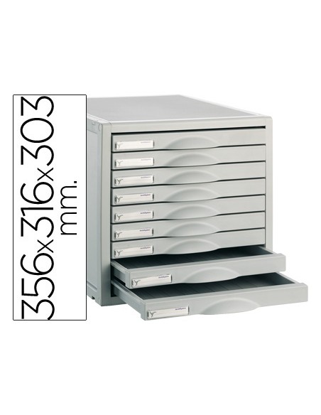 Fichero cajones de sobremesa 8409c 356x316x303 mm 9 cajones color gris