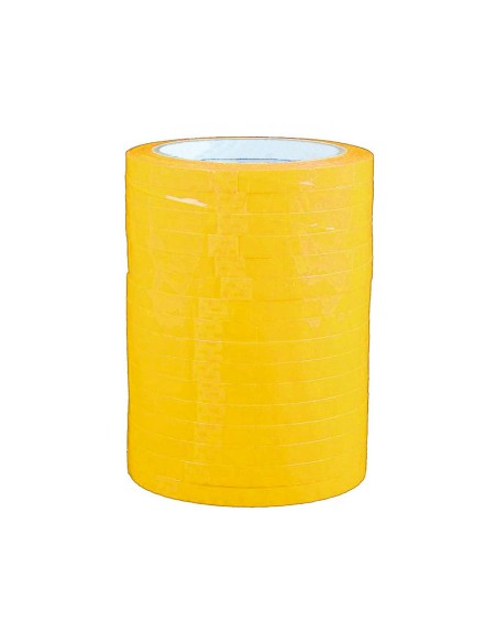 Cinta adhesiva q-connect 66m x 9mm amarilla para cerrar bolsas