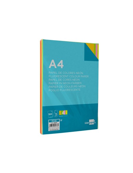 Papel color liderpapel a4 75gr neon 4 colores...