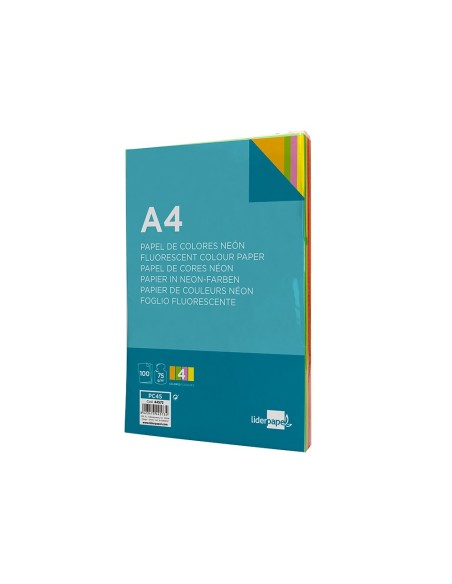 Papel color liderpapel a4 75gr neon 4 colores...