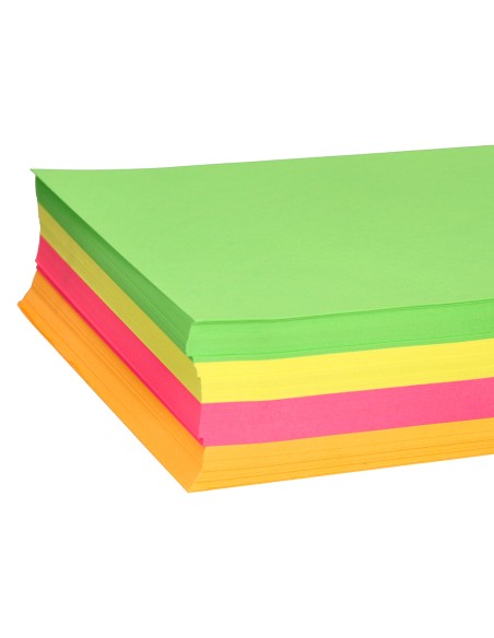 Papel color liderpapel a4 75gr neon 4 colores surtidos paquete de 500 hojas