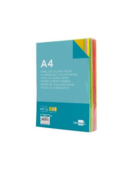 Papel color liderpapel a4 75gr neon 4 colores...
