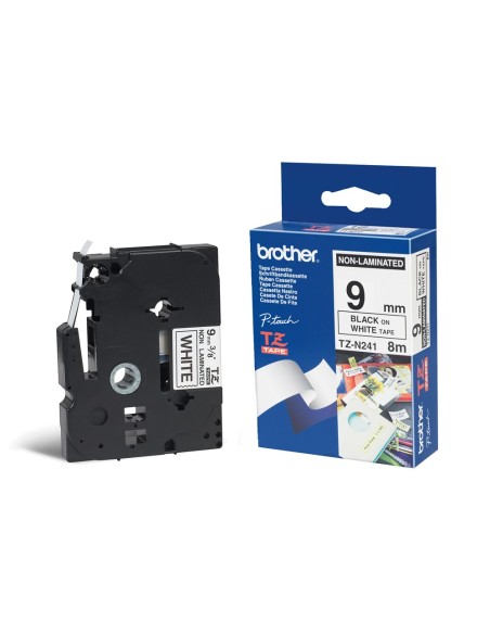 Cinta brother tzen231 negro sobre blanco 9 mm...